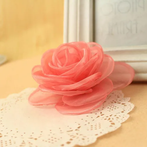 Vista 48 de adorables broches de rosas, clip para el cabello de flores de seda para mujer [joyas], sin metal, Rojo, XOTW05C4