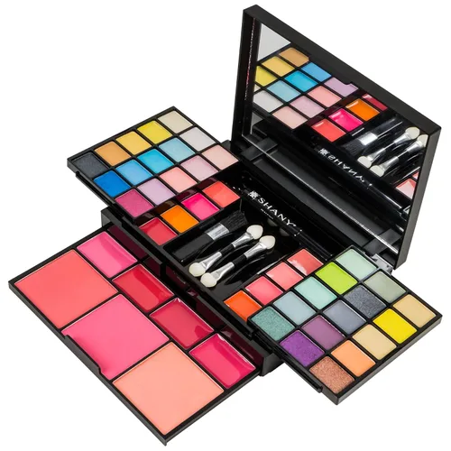 Vista 11 de Shany Classy & Sassy All-in-One Kit con Espejo, Aplicadores de Maquillaje, 24 sombras, 18 brillos labiales, 2 rubores y 1 base