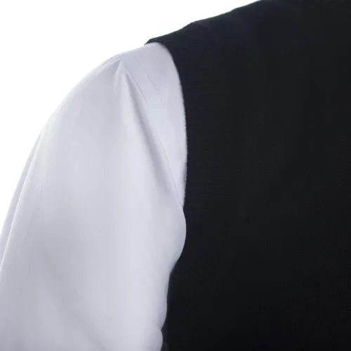 Vista 5 de TopTie Chaleco liso del suéter del color sólido del negocio de los hombres, jersey casual del ajuste del algodón