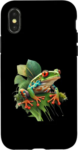 Vista 5 de iPhone 16 Rainforest Amphibian Red Eyed Tree Frog Green Body Frog Case