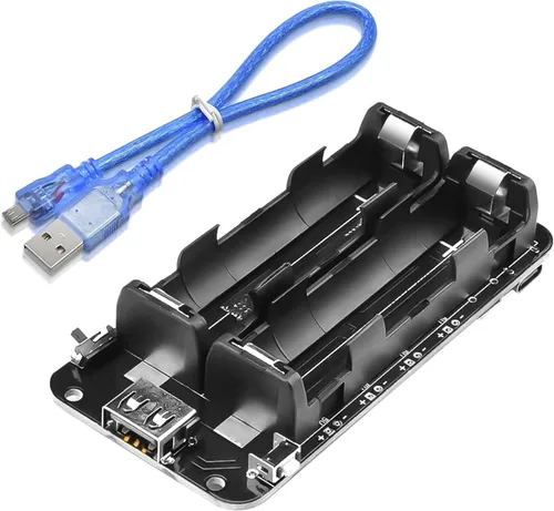 Vista 9 de diymore Soporte de batería 1865O doble Li-ion V8 Escudo de batería Micro USB 5V/3A 3V/1A Power Bank Módulo de carga de batería para Raspberry Pi