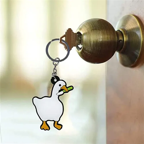 Vista 3 de Lindo llavero de dibujos animados de animales de ganso blanco llavero de coche llavero para mujeres hombres niños llaves accesorios bolso mochila
