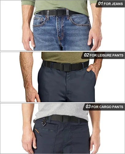 Vista 5 de Papaanils Cinturón de golf de nailon elástico para hombre, cinturón táctico militar, cinturón elástico para hombre, cinturón elástico