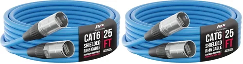 Vista 9 de LyxPro - Cable RJ45 Cat6 Ethercon blindado de 25 pies, macho a macho, azul