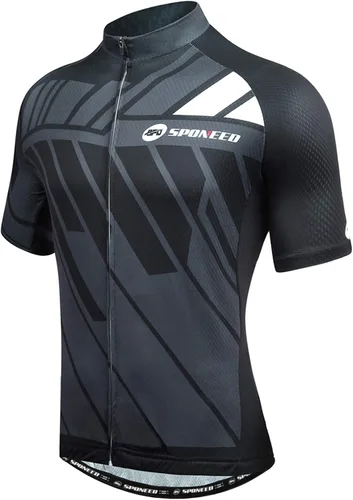 Vista 2 de sponeed - Jerséis de ciclismo para hombre, tops, camisas de ciclismo, manga corta, atuendo de ciclismo, chaqueta de ciclismo de cierre completo