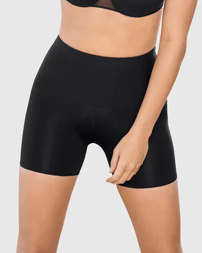 Vista 5 de Leonisa Pantalones cortos de compresión moderada de cintura alta para mujer faja moldeadora con control de abdomen
