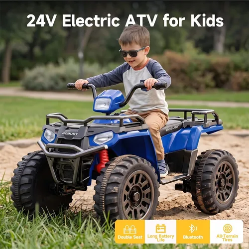 Vista 2 de 24V Kids ATV, coche eléctrico de 2 plazas para niños, paseo en coche de Azul