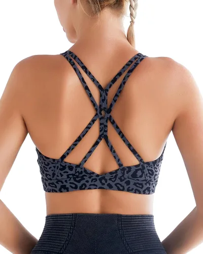Vista 2 de RUNNING GIRL Sujetador deportivo con tiras para mujer, sexy, espalda cruzada, soporte ligero, brasier de yoga con copas extraíbles