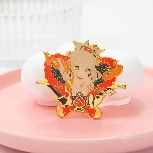 Vista 5 de Genshin Hutao Brooch Pin - Hutao Characters Cosplay Enamel Brooch Lapel Pin - Gift for Fans, Women and Girls