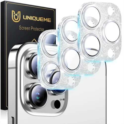 Vista 45 de UniqueMe para Paquete de 3 Protectores de Lente de Cámara para iPhone 15 Pro/iPhone 15 Pro Max, [Protección contra Caídas] [Compatible con Fundas]