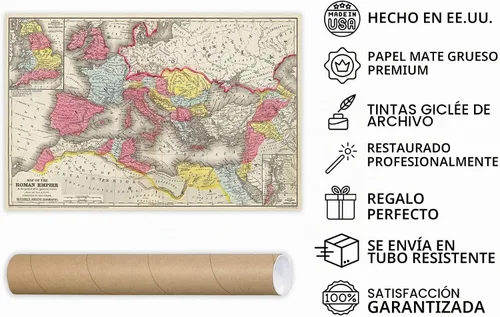 Vista 3 de Imperio romano en su mayor extensión 1875 - Impresión de mapa histórico - 24 x 16 pulgadas