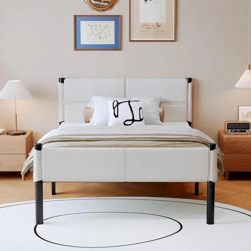 Vista 14 de Base de cama metálica, base de cama tamaño individual de 14 pulgadas con espacio de almacenamiento, base de colchón resistente y de trabajo pesado