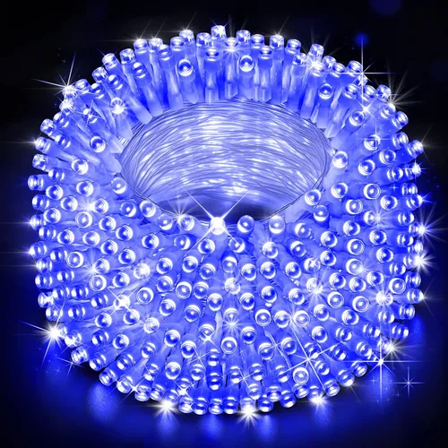 Vista 15 de Cadena de luces de Navidad para exteriores, 125 pies con 350 luces LED, 8 modos y función de temporizador con memoria, luces de hadas parpadeantes