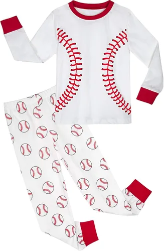Vista 9 de A&J DESIGN Pijamas Deportivos de Algodón para Niños de 2-14 Años, Juego de Pijamas de 2 Piezas Marrón (Brown Football)
