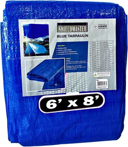 Vista 13 de SHIELDMASTER Cubierta de lona de polietileno azul de 5 x 7 pies 5 mil de grosor Lona 100% impermeable, resistente a los rayos UV, a prueba