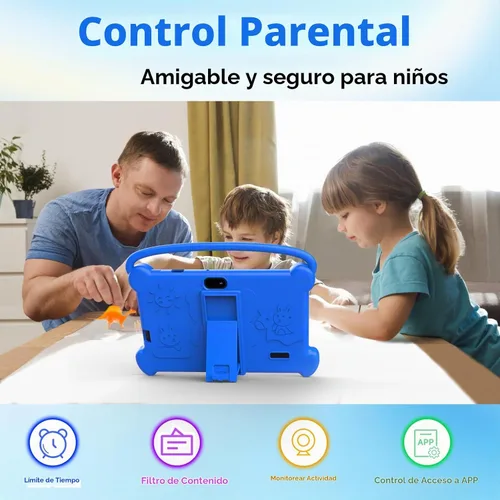 Vista 7 de Tableta infantil de 7 pulgadas para niños de 3 a 9, 32 GB de ROM, 4 GB de RAM, Android 12, tableta para niños pequeños con funda a prueba de golpes
