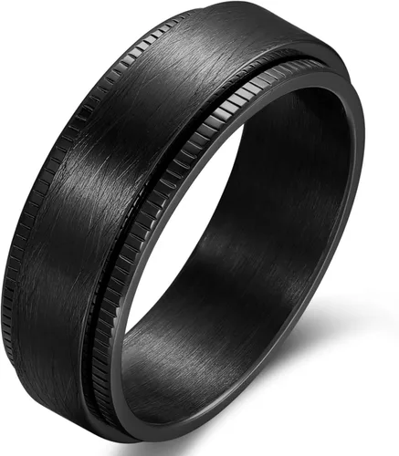 Vista 14 de Anillo giratorio giratorio de acero inoxidable 316L de 0.316 pulgadas para hombres y mujeres, cadena para aliviar la ansiedad, llave griega, runas