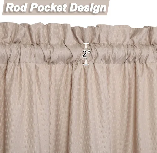 Vista 3 de CAROMIO Cenefas para ventanas de cocina, microfibra suave texturizada en relieve, con bolsillo para barra, cortinas a medida para ventanas de baño