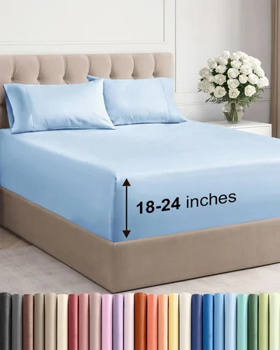 Vista 37 de Sábanas individuales de bolsillo extra profundo, sábanas transpirables y refrescantes de 3 piezas, juego de sábanas de lujo para hotel, suaves, sin