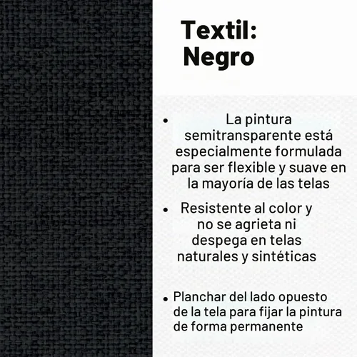 Vista 2 de Jacquard Pintura Textil 8 Oz Negro
