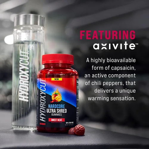 Vista 4 de Hydroxycut Hardcore Ultra Shred Gomitas, Sweet Heat - 99% libre de estimulantes - Incluye capsaicina y vitaminas B - Para mujeres y hombres