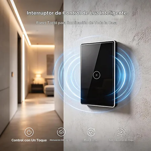 Vista 5 de Zigbee Smart Touch - Interruptor de luz de pared, control de aplicación/voz, visión nocturna, requiere puerta de enlace Tuya