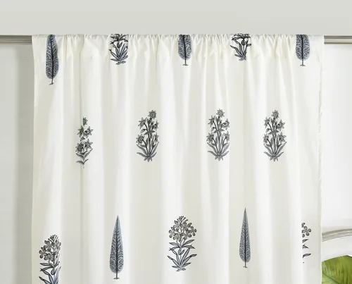 Vista 3 de Madhu International Cortinas bohemias – Juego de 2 paneles de algodón estampado floral para sala de estar, tapiz con bolsillo para barra, cortina