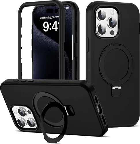 Vista 68 de Funda compatible con iPhone 13 y 14 de 6.1 pulgadas con soporte de anillo magnético [protección militar contra caídas] [compatible con Mag-Safe]