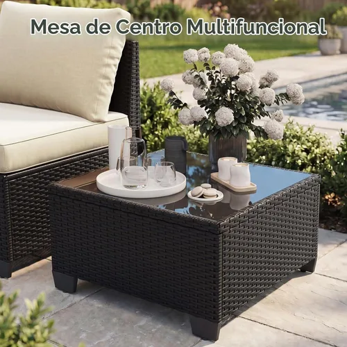 Vista 8 de Aoxun Juego de muebles de patio con reposabrazos anchos de 10 piezas
