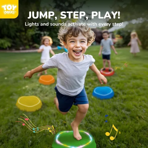 Vista 2 de TOY Life 5 Piezas de Piedras de Equilibrio Musicales con Luces para Niños, Juguetes de Interior y Exterior para Niños de 4 a 8 años, Juguetes