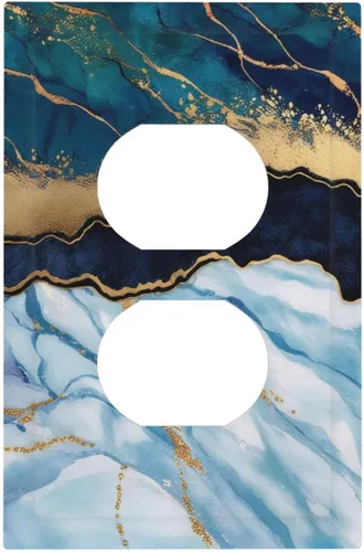 Vista 8 de Abstracto de Lujo Azul Dorado con Brillo de Mármol 1 Gang Cubiertas de Tomacorrientes Dúplex Decorativas Cubiertas de Interruptores de Luz