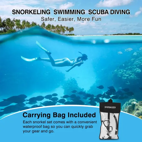 Vista 6 de Snorkel Set Wide-View Adult Snorkeling Scuba Gear, Professional Snorkel Goggles Anti-Fog Diving Mask, Anti-Leak Swim Goggles and Dry Top Snorkel for