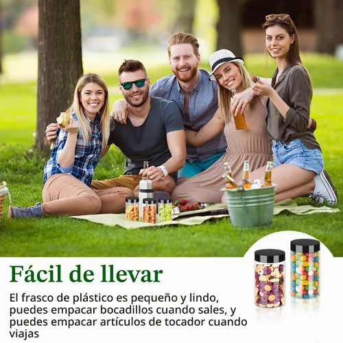 Vista 7 de Hajoyful Tarros de plástico con tapas de 6 onzas, 42 recipientes pequeños vacíos para cosméticos, tarros de comida transparentes para regalo, tarros