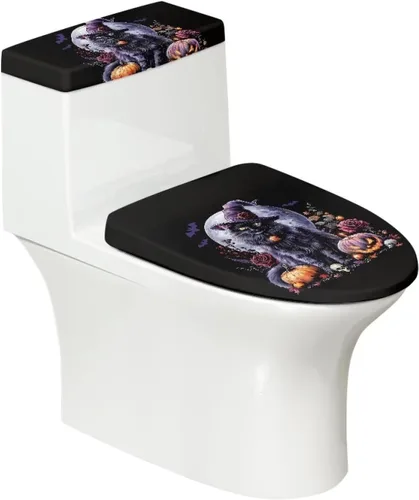 Vista 24 de Juego de 2 Fundas de Asiento de Inodoro con Hojas de Arce de Otoño, Juego de Fundas de Tapa de Tanque de Inodoro con Hojas de Arce Impresas
