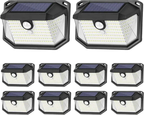 Vista 8 de Paquete de 2 luces solares para exteriores, luces solares superbrillantes con sensor de movimiento alimentadas por energía solar para exteriores