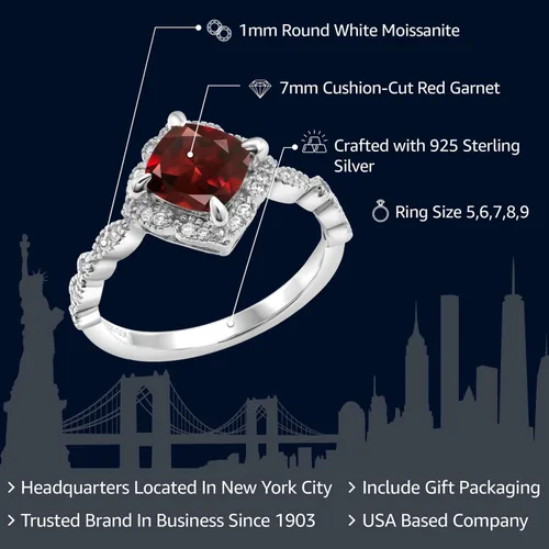 Vista 24 de Gem Stone King Anillo de compromiso solitario de moissanita blanca con piedra natal de corte cojín de 0.276 in para mujer, plata de ley 925