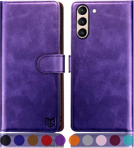 Vista 12 de SUANPOT Funda tipo cartera para Samsung Galaxy S21 FE 【Bloqueo RFID】 Soporte para tarjetas de crédito, funda de piel sintética con tapa para Negro