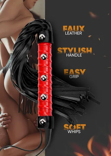 Vista 7 de Látigo sexual para azotar, BDSM Flogger para juegos de adultos, látigo BSDM para jugar en el dormitorio, juguete sexual rojo de piel sintética