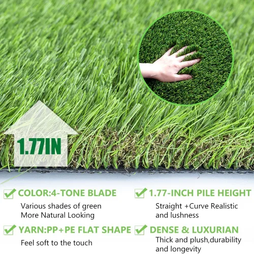 Vista 2 de Petgrow Césped artificial lujoso de césped realista 1 X 10 pies, césped falso sintético para perros de 1.57 pulgadas de altura ultragruesa