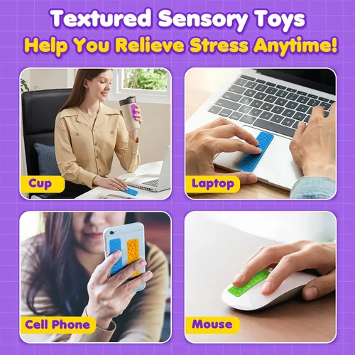 Vista 4 de Juguetes sensoriales para niños y adultos: paquete de 8 juguetes de succión texturizados para niños con autismo, calmantes - pegatinas sensoriales