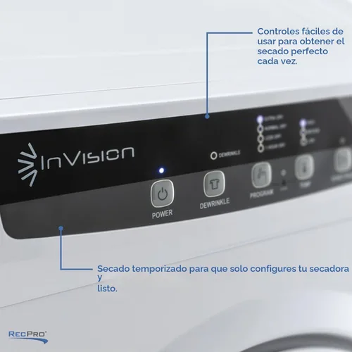 Vista 4 de RecPro RV 2.5 Cu Ft Combo de lavadora y secadora de carga frontal, color blanco (solo secadora)