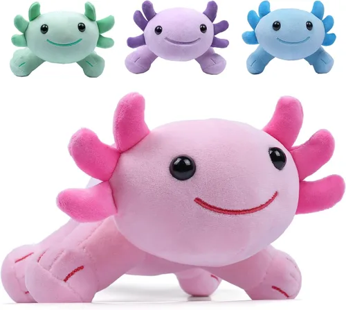Vista 12 de Axolotl - Juguete de peluche, suave y lindo ajolote de 10.8 pulgadas, almohada de felpa de algodón de peluche Kawaii Salamandra Animal para niños
