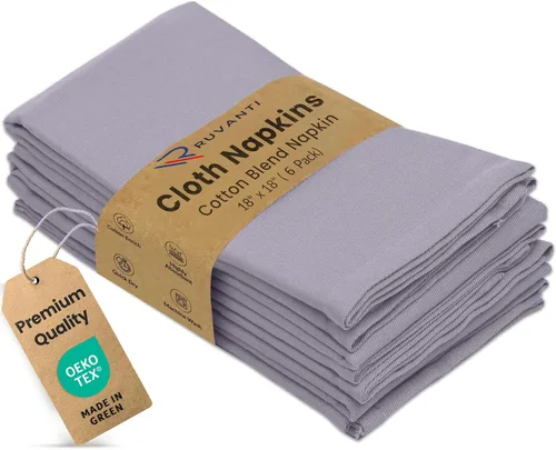 Vista 48 de Ruvanti - Juego de 4 servilletas de tela de 45x45 centímetros, lavables, suaves, duraderas, absorbentes, mezcla de algodón. Servilletas de mesa