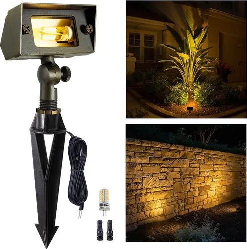 Vista 48 de Gardenreet Luz de Inundación de Latón Sólido - Iluminación de Lavado de Pared LED de Bajo Voltaje para Paisaje 12V, Impermeable IP65 para Exterior