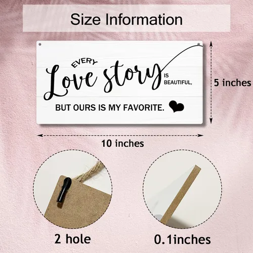 Vista 2 de Regalos de boda para esposa, marido, pareja, aniversario, San Valentín, regalos para novia, letrero colgante de madera, decoración de estante