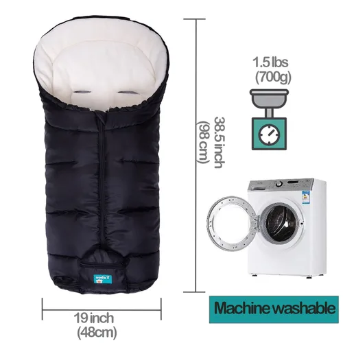 Vista 5 de Yobee Saco universal para cochecito de bebé, saco de dormir cálido para caminar al aire libre, para correr, impermeable, a prueba de invierno, saco