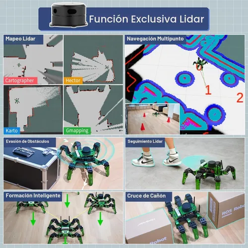 Vista 2 de Hiwonder JetHexa - Kit de robot hexápodo para cámara de profundidad Jetson Nano 3D, G4 Lidar y Lidar Mapping Navigation ROS AI Robot Kit