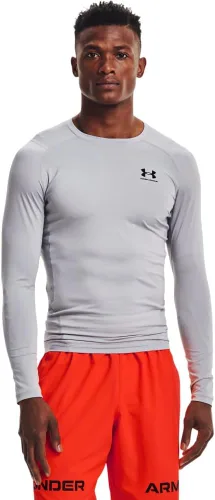 Vista 32 de Under Armour Camiseta de manga larga de compresión HeatGear para hombre Negro (001)/Blanco