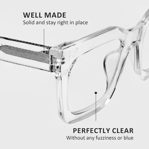 Vista 4 de AQWANO Elegantes anteojos de lectura cuadrados de gran tamaño para hombres y mujeres, diseño de moda, lectores de marco grande, lentes