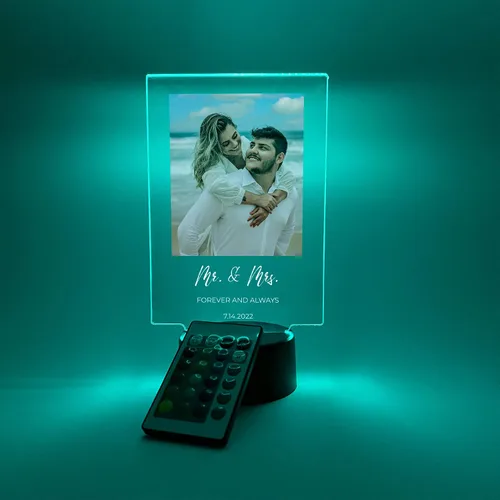 Vista 8 de MIRROR MANIA Foto personalizada con cualquier nombre, cualquier imagen, soporte de luz LED, decoración del hogar, regalo para ella, él, aniversario